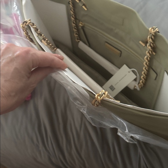 NWT Tory Burch Olive & Gray Tote Bag - Picture 13 of 16